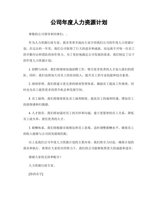 公司年度人力资源计划