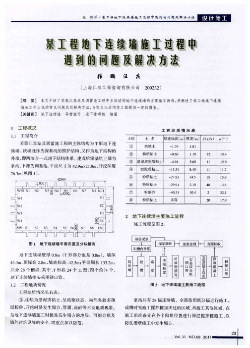 某工程地下连续墙施工过程中遇到的问题及解决方法