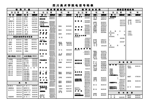 四川美术学院电话号码表
