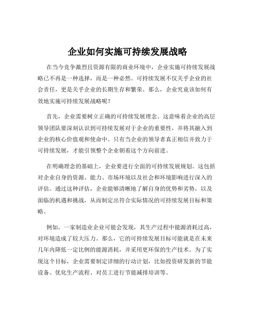 企业如何实施可持续发展战略