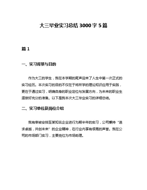 大三毕业实习总结3000字5篇