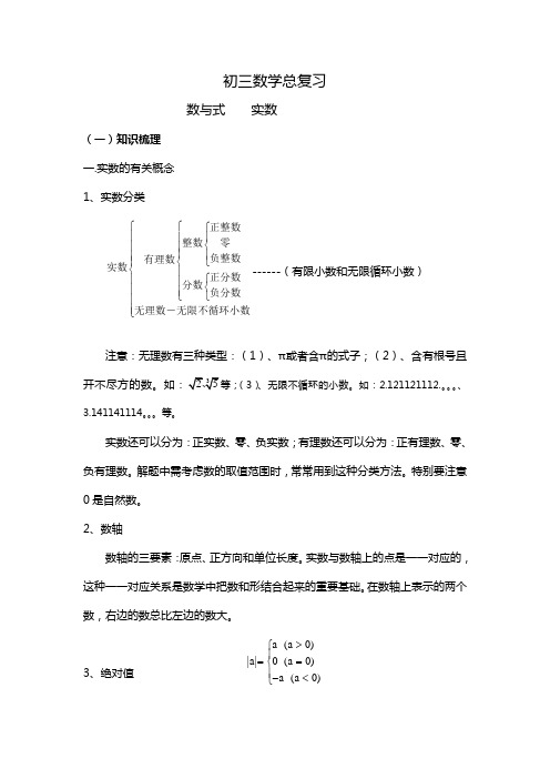 初三数学总复习(实数)