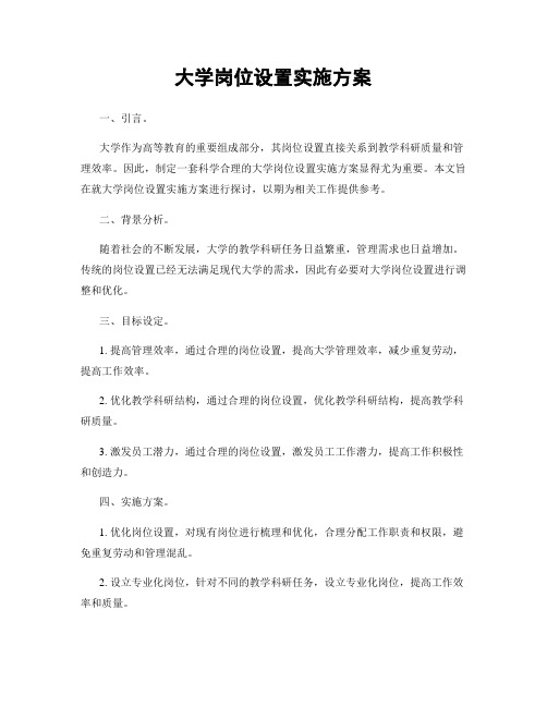 大学岗位设置实施方案