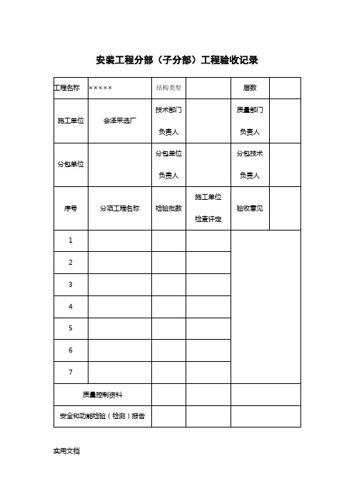 矿山井巷管理相关检验验收评定表格