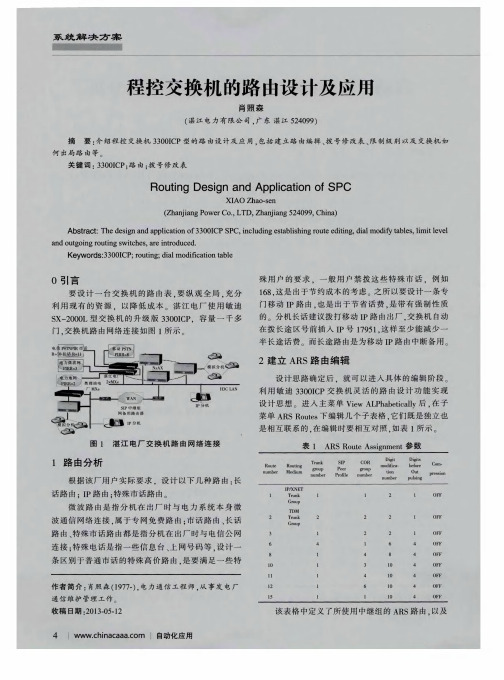 程控交换机的路由设计及应用