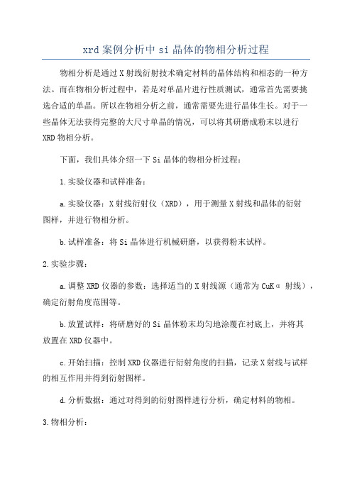 xrd案例分析中si晶体的物相分析过程