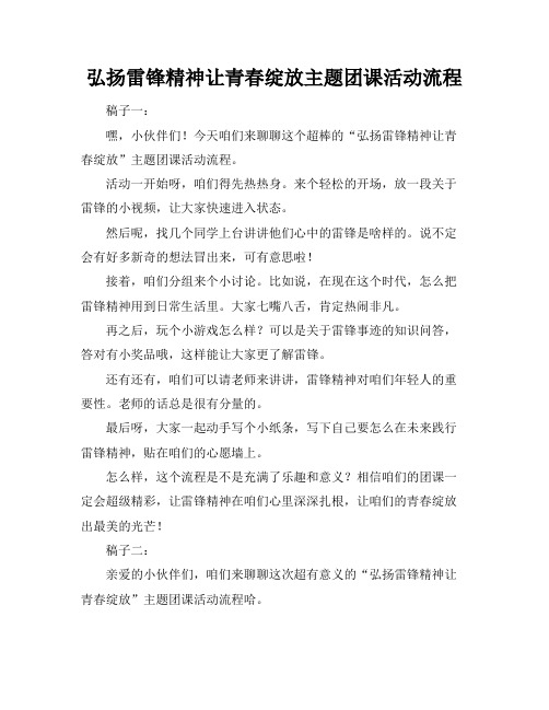 弘扬雷锋精神让青春绽放主题团课活动流程