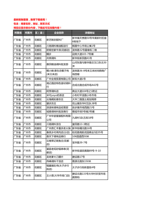 新版广东省广州市花都区调料企业公司商家户名录单联系方式地址大全42家