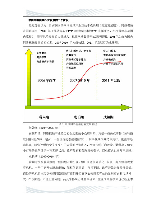 中国网络视频行业发展的三个阶段