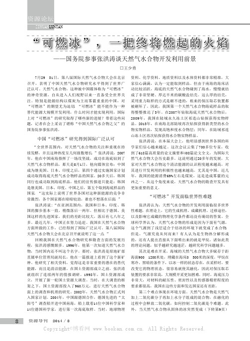 “可燃冰”，一把终将燃起的火焰——国务院参事张洪涛谈天然气水合物开发利用前景