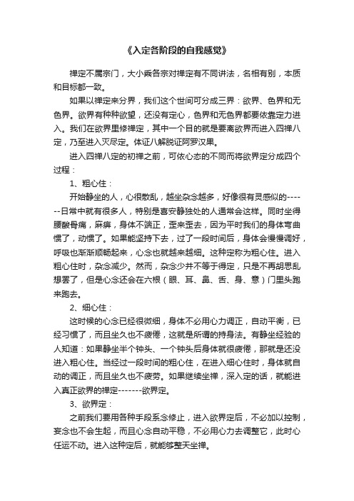 《入定各阶段的自我感觉》