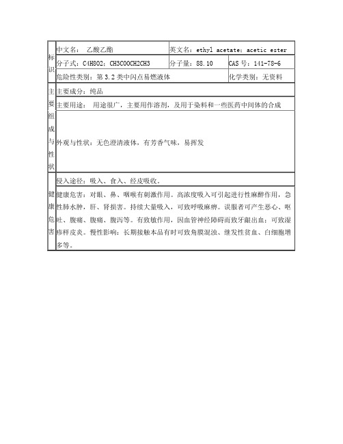 乙酸乙酯安全技术说明书