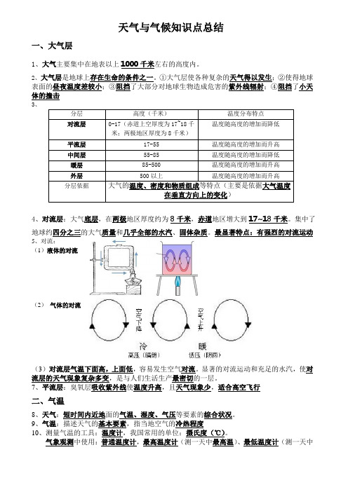 科学八年级上第二章天气与气候知识点总结