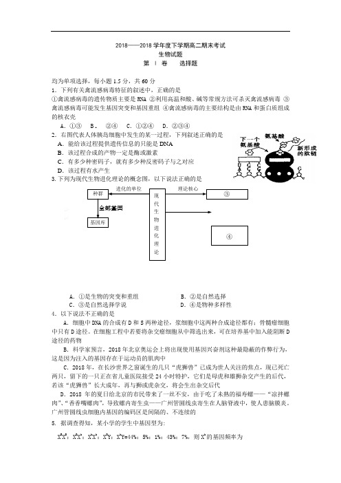 最新高二生物-辽宁葫芦岛高中高二下学期期末考试生物