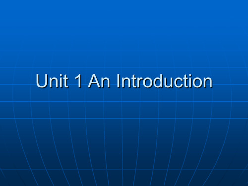 Unit 1 An Introduction
