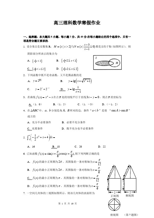 高三理科数学寒假作业+答案