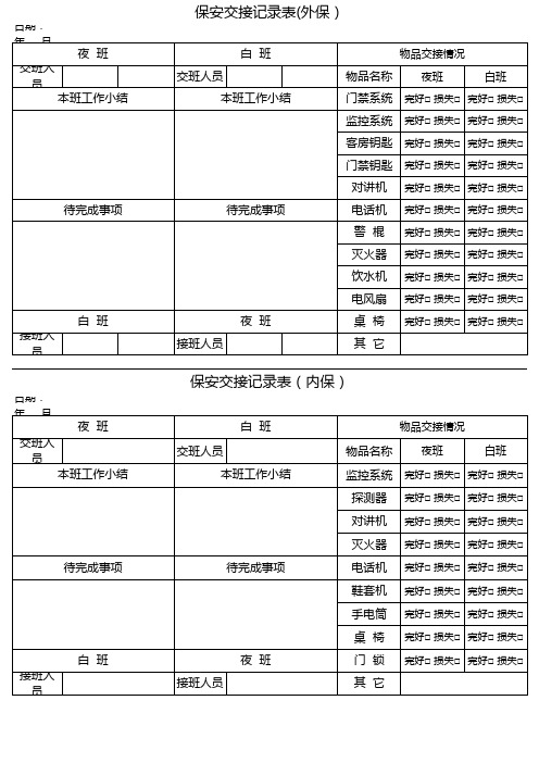 保安交接表(内保和外保)