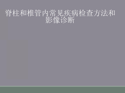 脊柱和椎管内常见疾病检查方法和影像诊断