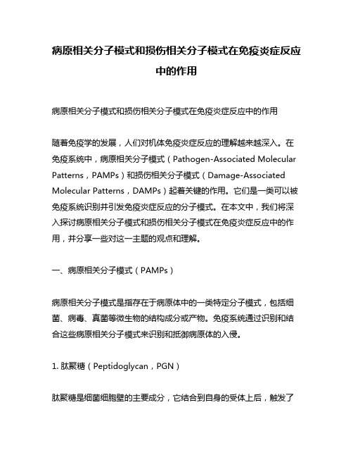 病原相关分子模式和损伤相关分子模式在免疫炎症反应中的作用