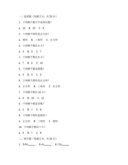 小学一年级数学初学者试卷