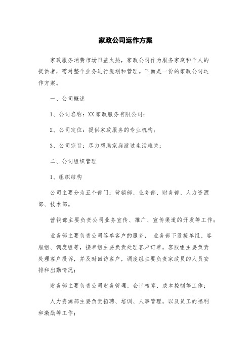 家政公司运作方案