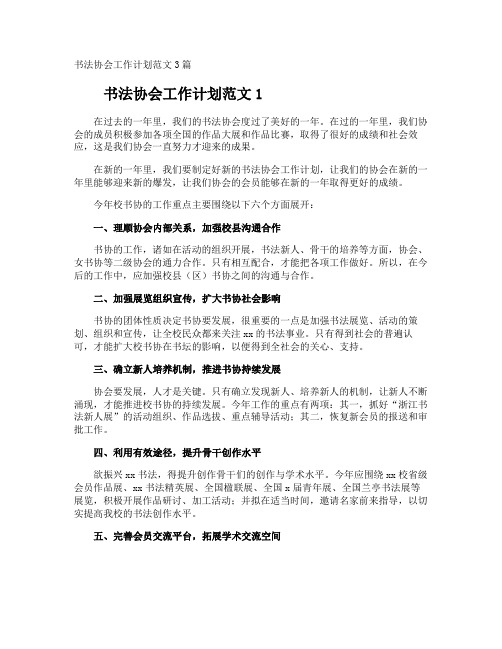 书法协会工作计划