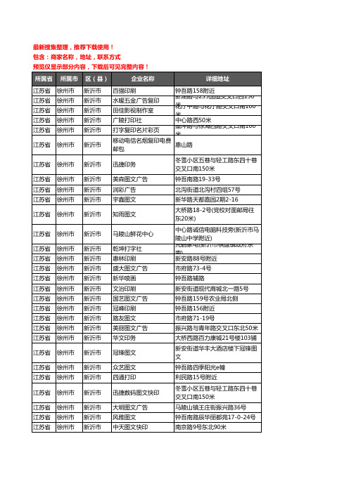 新版江苏省徐州市新沂市打印企业公司商家户名录单联系方式地址大全29家