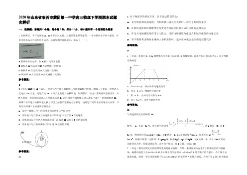 2020年山东省临沂市蒙阴第一中学高三物理下学期期末试题带解析