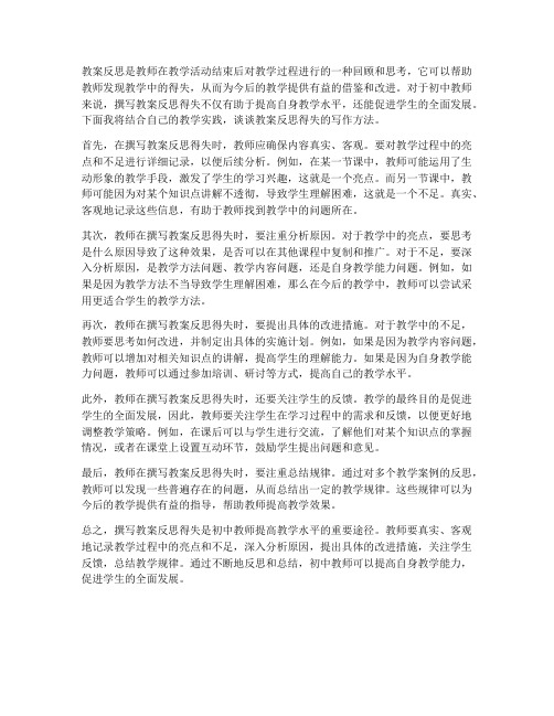 教案反思得失怎么写初中