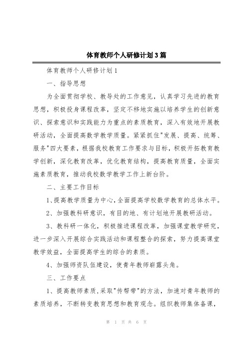 体育教师个人研修计划3篇