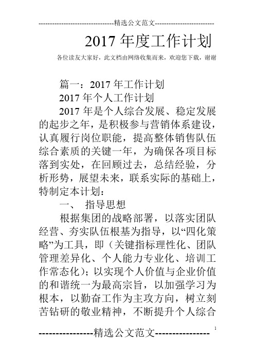 2017年度工作计划