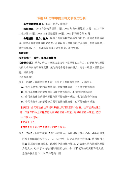 专题04 力学中的三种力和受力分析