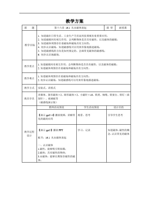 从永磁体谈起+精品教案