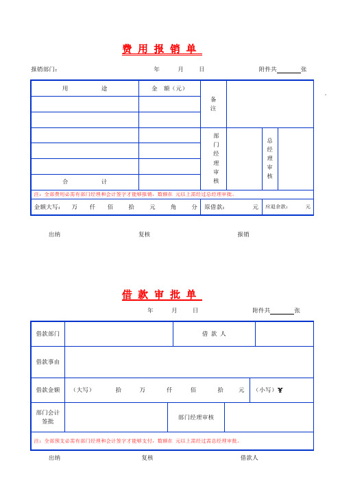 新版费用报销单表格