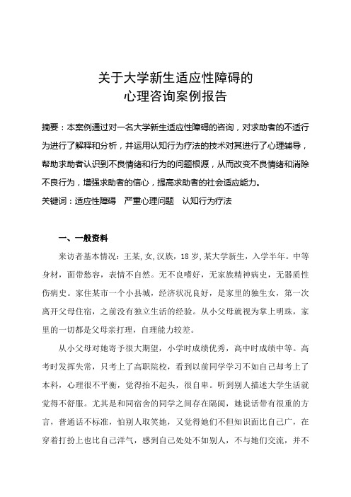 二级心理咨询师案例报告