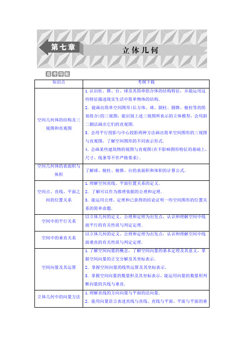 高考数学(理)一轮复习文档 第七章 立体几何 第1讲 空间几何体的结构特征及三视图和直观图 Word版含答案