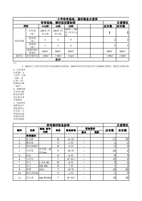 小学装备情况自查表1Book1