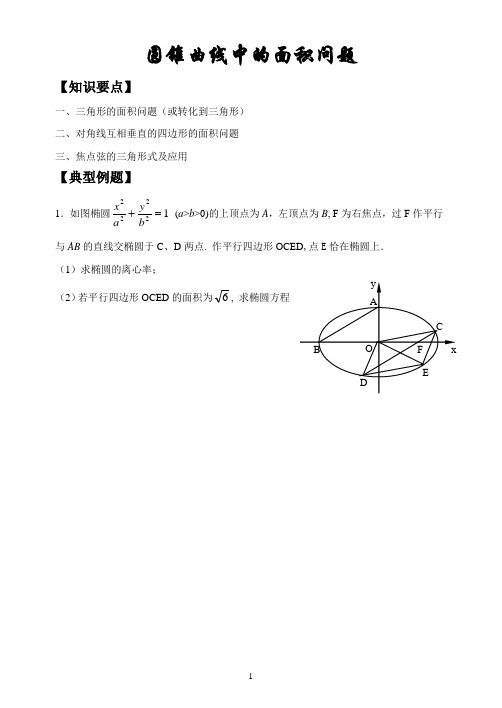 高二数学讲义圆锥曲线中的面积问题