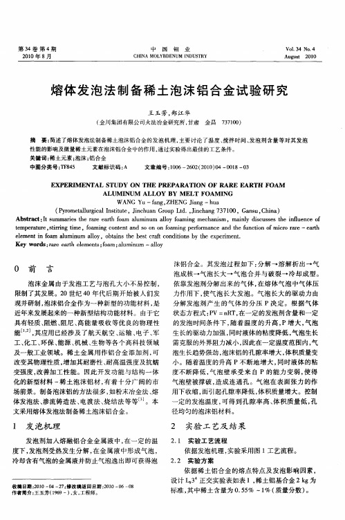 熔体发泡法制备稀土泡沫铝合金试验研究