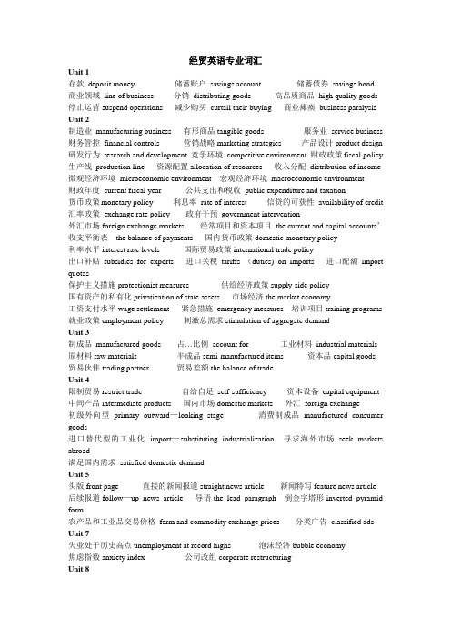 经贸英语专业词汇