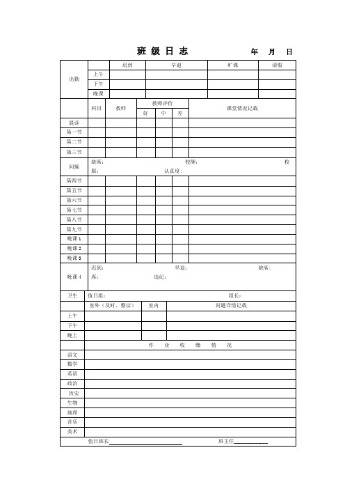 班级日志表格