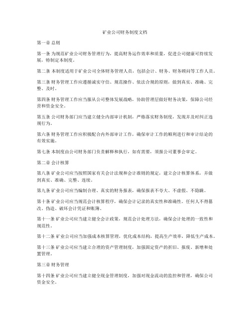 矿业公司财务制度文档