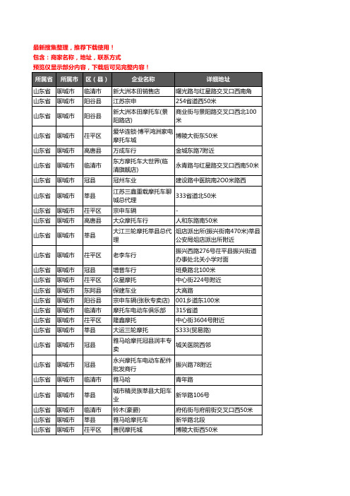 新版山东省聊城市摩托车企业公司商家户名录单联系方式地址大全95家