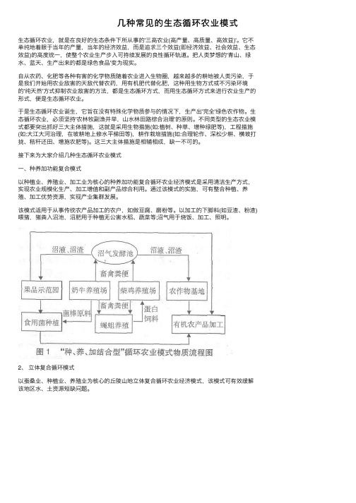 几种常见的生态循环农业模式