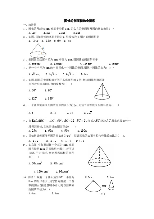 圆锥的侧面积和全面积