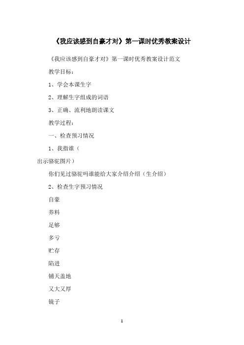 《我应该感到自豪才对》第一课时优秀教案设计