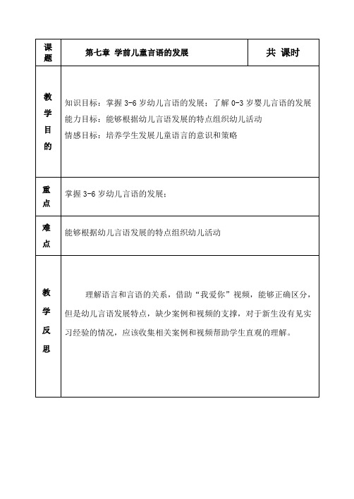 《学前儿童发展心理学》教学教案—07学前儿童言语的发展