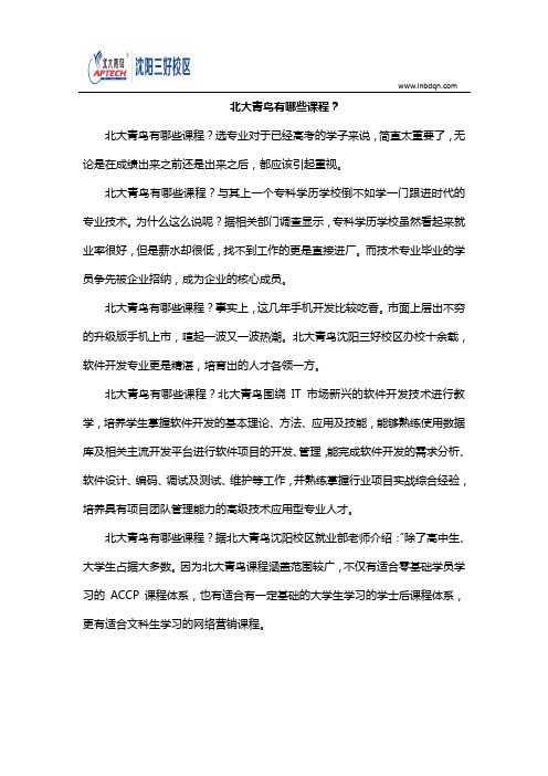 北大青鸟有哪些课程?