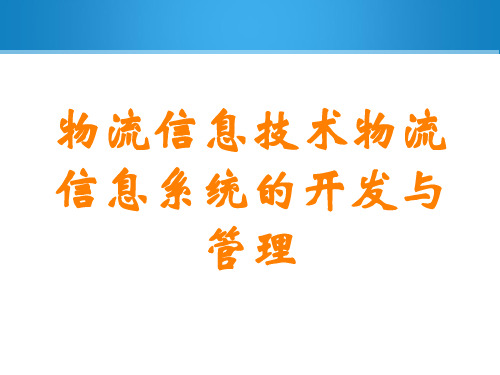 物流信息技术物流信息系统的开发与管理讲义