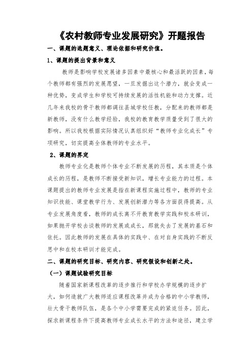 (完整版)教师专业成长开题报告